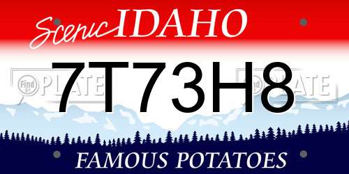7T73H8 Idaho License Plate