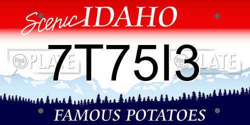 7T75I3 Idaho License Plate