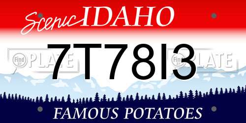 7T78I3 Idaho License Plate