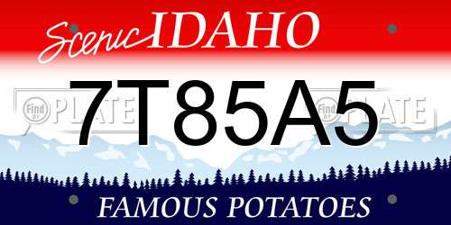 7T85A5 Idaho License Plate