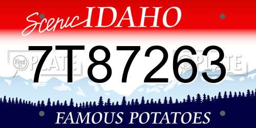 7T87263 Idaho License Plate