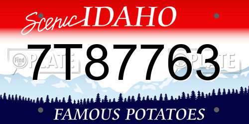 7T87763 Idaho License Plate