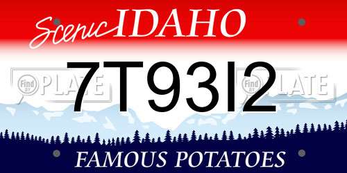 7T93I2 Idaho License Plate