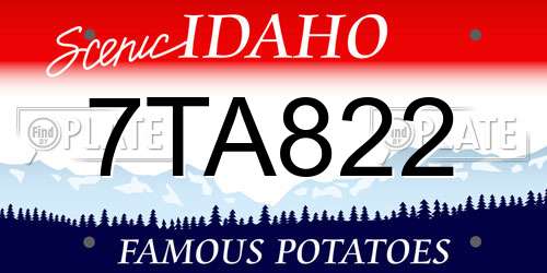 7TA822 Idaho License Plate