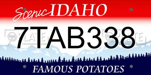 7TAB338 Idaho License Plate