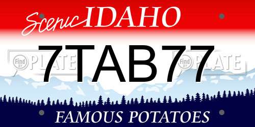 7TAB77 Idaho License Plate
