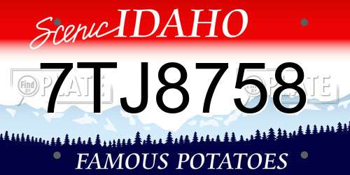7TJ8758 Idaho License Plate