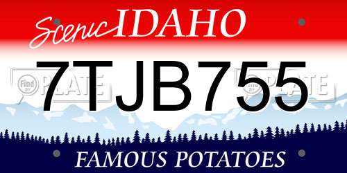 7TJB755 Idaho License Plate