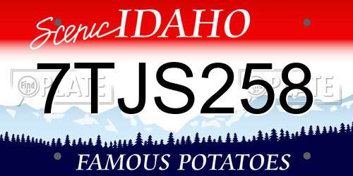 7TJS258 Idaho License Plate