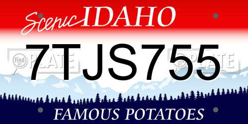 7TJS755 Idaho License Plate