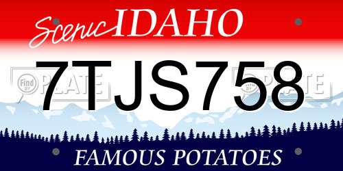7TJS758 Idaho License Plate