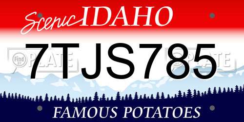 7TJS785 Idaho License Plate