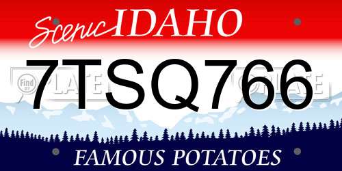 7TSQ766 Idaho License Plate