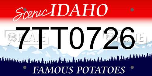 7TT0726 Idaho License Plate