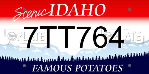 7TT764 Idaho License Plate
