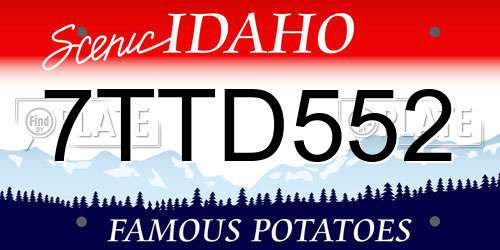 7TTD552 Idaho License Plate