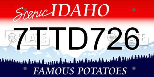 7TTD726 Idaho License Plate