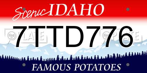 7TTD776 Idaho License Plate