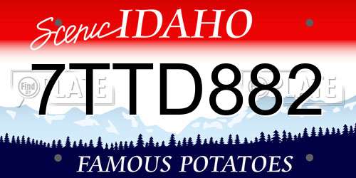 7TTD882 Idaho License Plate