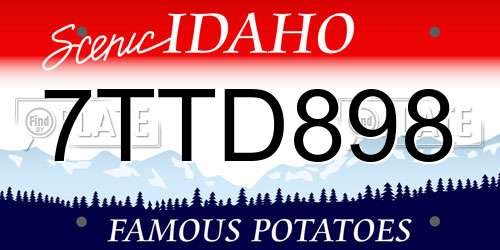 7TTD898 Idaho License Plate