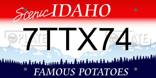 7TTX74 Idaho License Plate