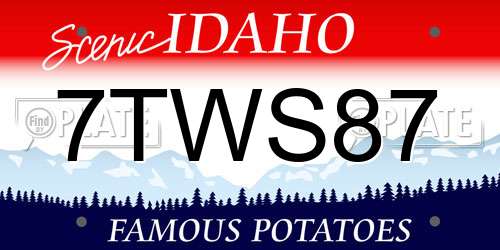 7TWS87 Idaho License Plate