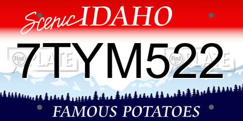 7TYM522 Idaho License Plate