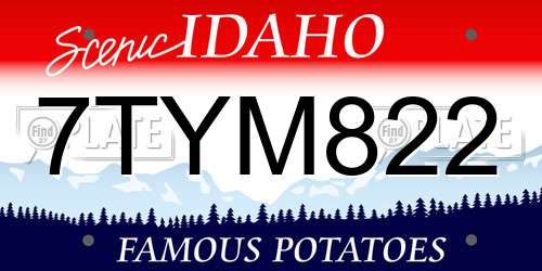 7TYM822 Idaho License Plate