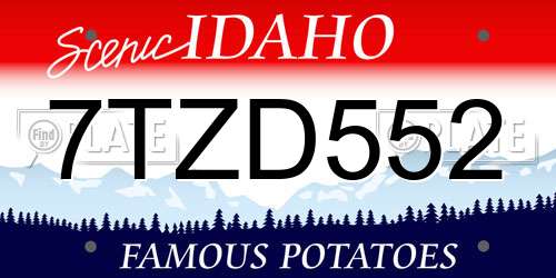 7TZD552 Idaho License Plate