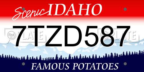 7TZD587 Idaho License Plate