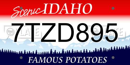 7TZD895 Idaho License Plate