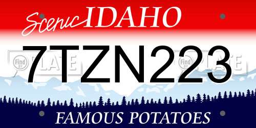 7TZN223 Idaho License Plate