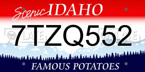 7TZQ552 Idaho License Plate