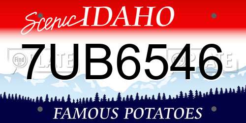7UB6546 Idaho License Plate