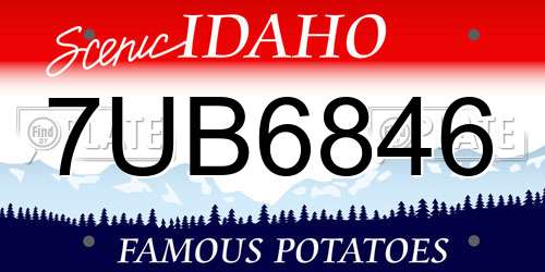 7UB6846 Idaho License Plate