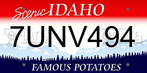 7UNV494 Idaho License Plate