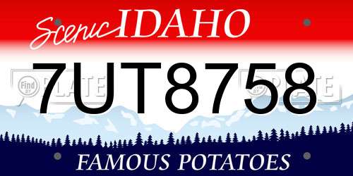 7UT8758 Idaho License Plate