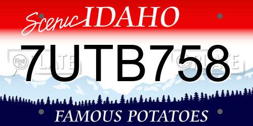 7UTB758 Idaho License Plate