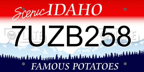 7UZB258 Idaho License Plate