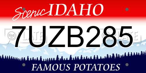 7UZB285 Idaho License Plate