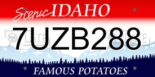 7UZB288 Idaho License Plate