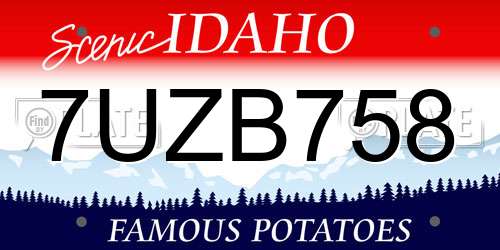7UZB758 Idaho License Plate