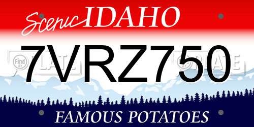 7VRZ750 Idaho License Plate