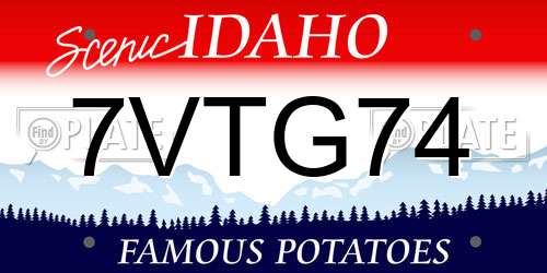 7VTG74 Idaho License Plate