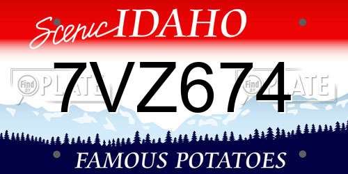7VZ674 Idaho License Plate