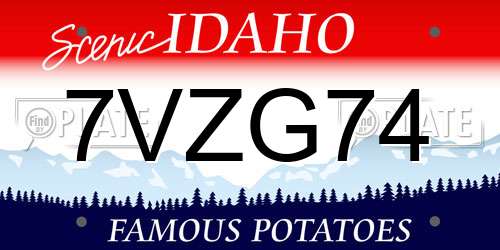 7VZG74 Idaho License Plate