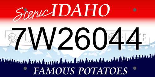 7W26044 Idaho License Plate