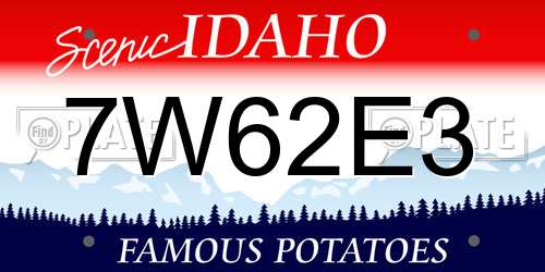 7W62E3 Idaho License Plate