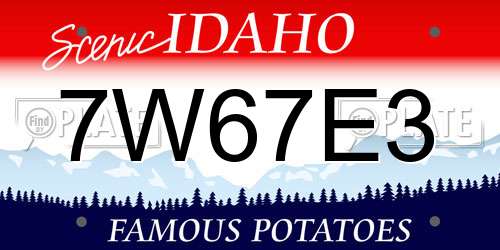 7W67E3 Idaho License Plate