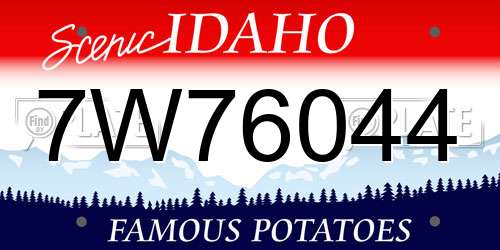 7W76044 Idaho License Plate